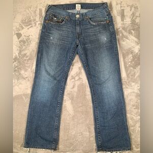 True Religion Billy Jeans Men 34x34 Blue Made in USA Flap Pocket